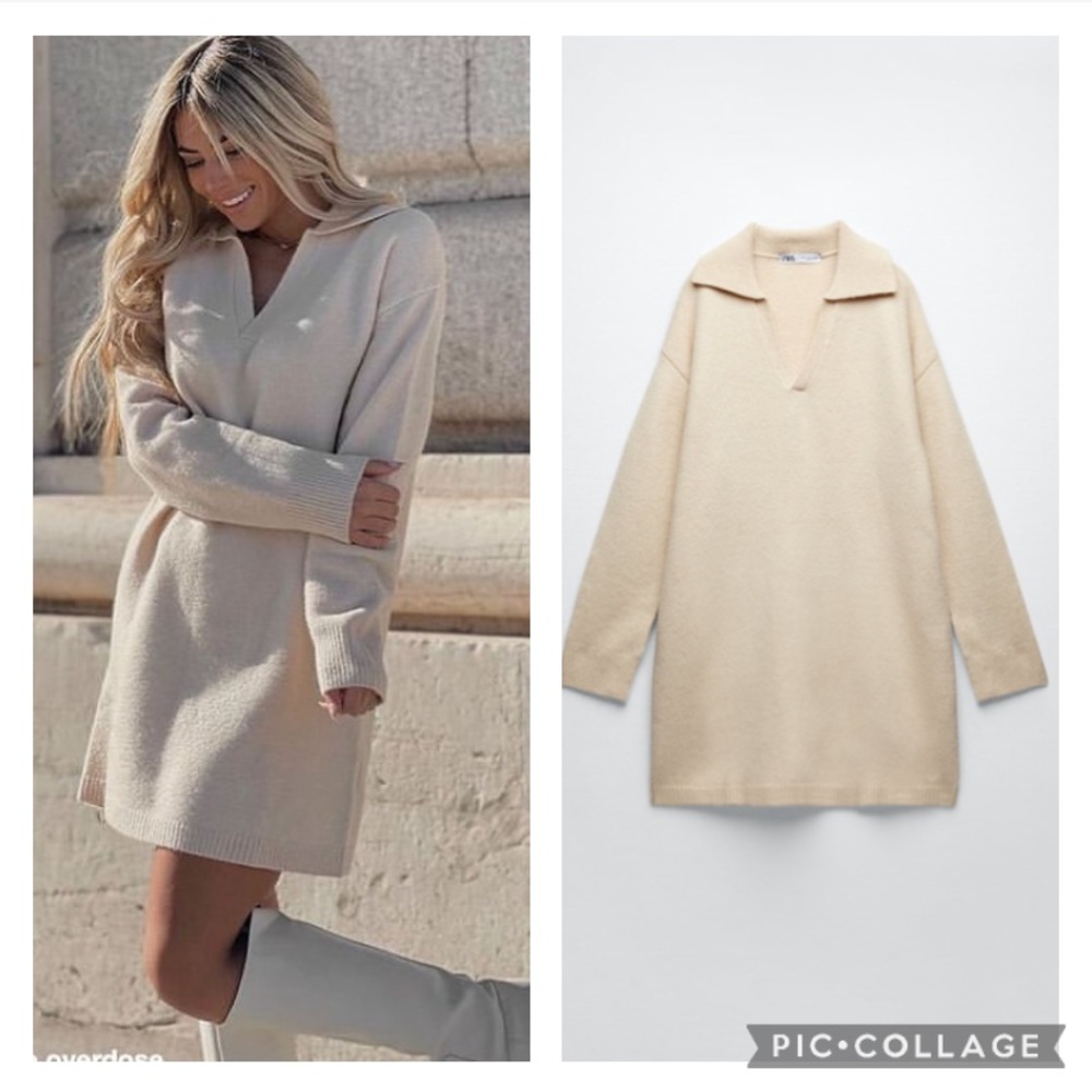 ZARA knit polo dress wool blend blogger insta favorite